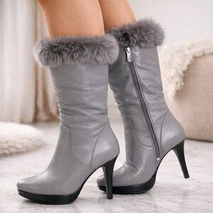 Cantarini Ankle High Heel Leather Women's Boots US Size 5